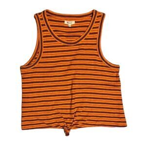 Madewell Orange Striped Tank Top